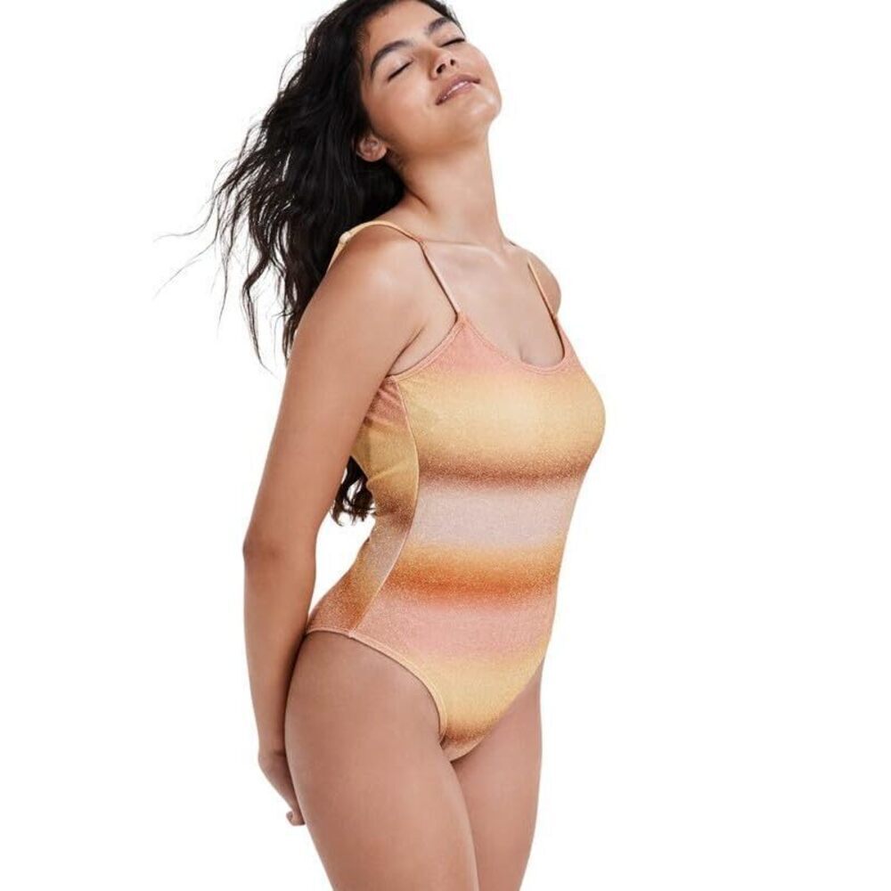 COTTON ON Women's Multiclr Ombre Metallic One-Piece Swimsuit L NWT